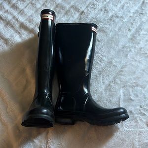 Hunter Shiny Black Women's Winter Boots